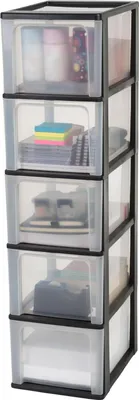Produktbild von Famanu Aufbewahrungsturm 5 Schubladen Organizer für Büro und Wohnzimmer - Schwarz - 13LOCH-2500