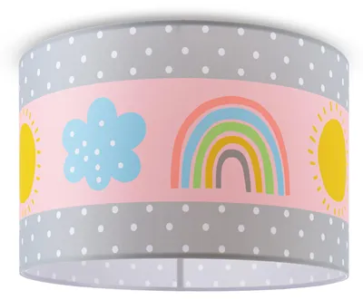 Produktbild von Deckenlampe Kinder Pendelleuchte Kinderzimmer Stoffschirm Rund Bunt Baby E27