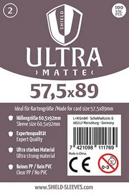 Produktbild von Shield Ultra Matte 2 - 100 Super Sleeves für Kartengröße 57,5 x 89 mm