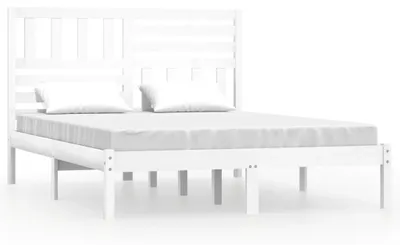 Image de vidaXL Lit en bois massif pin blanc 160x200 cm