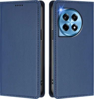 Obrázek produktu pro Kožené pouzdro pro OnePlus 12, magnetické flipové pouzdro zPolyuretankůže se stojánkem Tmavě modrá