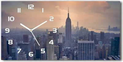 Produktbild von Wanduhr aus Glas – 60x30 cm - Glasbild - Glasuhr - Gehärtetes Glas - weisse-zeiger - Manhattan New York