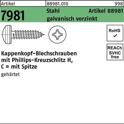 Produktbild von Reyher  Kappenkopf-Blechschr. ähnl.7981 3,9x9,5 -H Zn (1000 Stück)