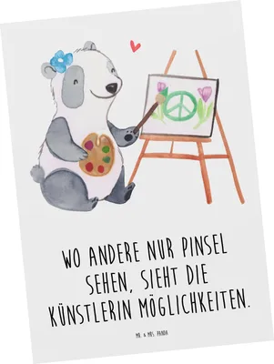 Produktbild von Mr. & Mrs. Panda Postkarte Künstlerin Visionen - Weiß - Geschenk, Postkarten, Grußkarte, Beruf, Selbstständigkeit, Kunstwerke, handgefertigte Geschenke, Ansichtskarten