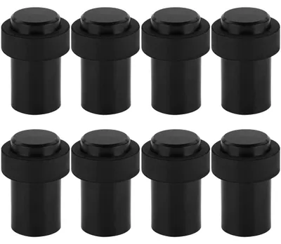 8er Set Türstopper Schwarz, Edelstahl mit Gummi, Boden/Wand