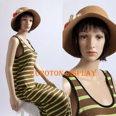 Productafbeelding van EurohanDisplay SF-6 etalagepop met 2 pruiken, gratis vrouwelijke etalagefiguur, mannequin met beweegbaar hoofd en armen