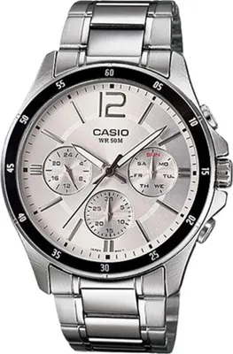 A close-up studio shot of a men's Casio watch.