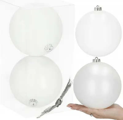 Image de Boules de Noël XXL blanc mix - 15 cm, lot de 2 pièces