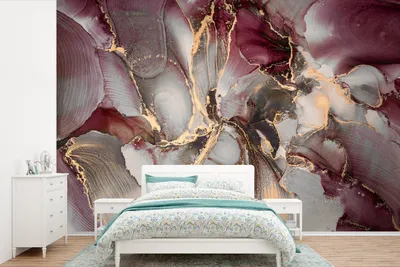 Produktbild von MuchoWow® Fototapete für Wohnzimmer oder Schlafzimmer Wandtapete Vinyl Motivtapete Gold - Marmor - Lila - 525x350 cm - Das Hintergrundbild