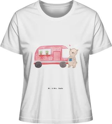 Produktbild von Mr. & Mrs. Panda Damen T-Shirt Bär Camper Größe M - Weiß - Geschenk, Oberteil, Baumwoll, Zelten, Campingplatz, Roadtrip, Urlaub, Shirt, Mit Spruch, Kurzarmshirt