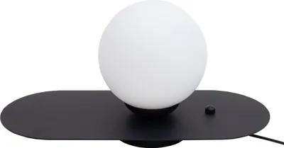 Produktbild von Nachttischleuchte Metall Glas 22 cm hoch Schwarz Weiß E27 Kugelschirm Tischleuchte