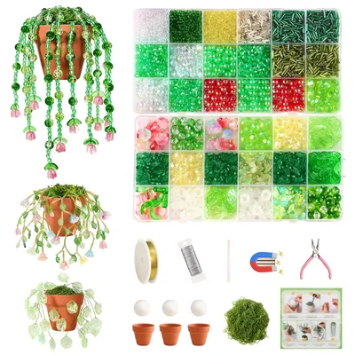 Image de Solidchoice - Ensemble de perles en verre vert (6385 pièces) pour la création de bijoux