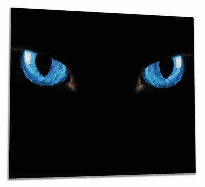 Produktbild von Wallario Herdabdeckplatte aus Glas, Größe 60 x 52 cm 1-teilig, Motiv Blaue Katzenaugen bei Nacht