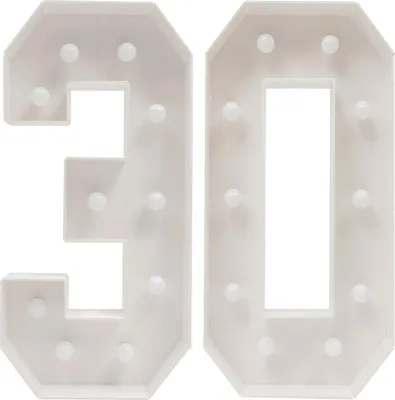 Image de Décoration d'anniversaire 30 ans - Chiffres lumineux LED 30 - 100 cm de hauteur - Pour fête & anniversaire - Blanc