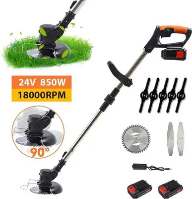 Immagine prodotto di Tosaerba e decespugliatore 850 W, regolabile 90/125 cm, 2 batterie