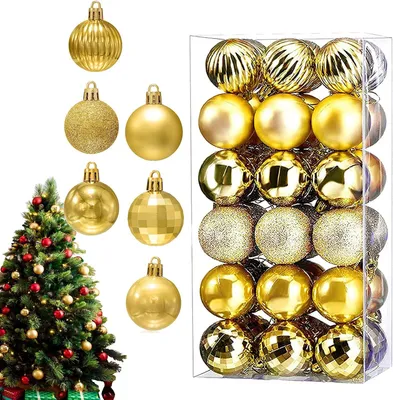 Immagine prodotto di Palline natalizie, diametro 4 cm, confezione da 36 pezzi, color oro, per l'albero di Natale