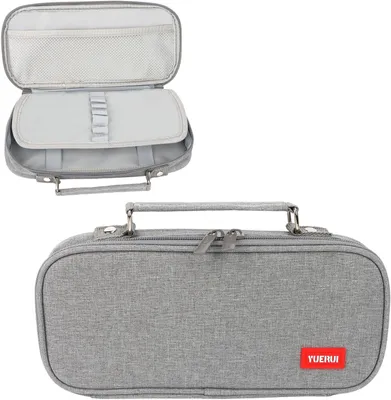 Imagen del producto de Estuche grande, impermeable, de color gris, ideal para la escuela y la oficina
