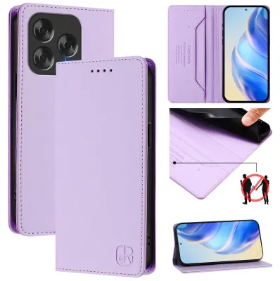 Obrázek produktu pro Kožené pouzdro pro ZTE Blade V70 Design/V70 Vita/nubia V70 Design, flipové pouzdro s přihrádkami na karty, peněženkou a stojánkem Fialový