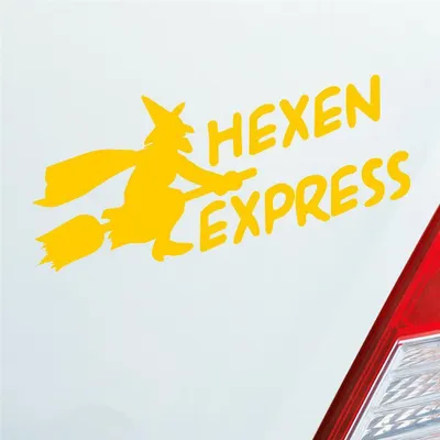 Produktbild von Auto Aufkleber Hexen Express Witch Besen Magic 15x7 cm Gelb Sticker Heckscheibenaufkleber