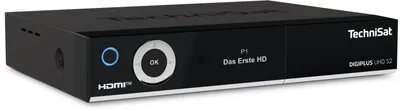 Zdjęcie produktu dla TechniSat Digiplus UHD S2, Satelitarny, 4K Ultra HD, DVB, DVB-S, DVB-S2, 576i, 576p, 720p, 1080i, 1080p, 2160p, AVC, H.264, H.265, HEVC, MPEG1, MPEG2, MPEG4, ASF, AVI, M4V, MKV, MOV, MP4, MPG, TS, VOB
