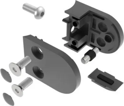 Produktbild von Sellon24® Glashalter 4 Stück Edelstahl SCHWARZ Glasklemmen für Geländer Balkon Rund + Sicherungsplatte Anschluss Rohr 42,4 für Glas 6-10,76 | MOD200P RAL 9004