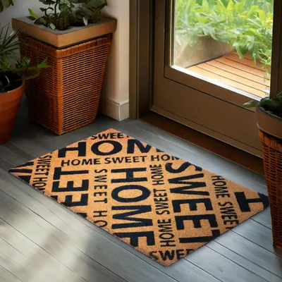 Produktbild von BRUBAKER Fußmatte für Außen und Innen - Home Sweet Home - 45 x 75 cm Schmutzfangmatte - Antirutsch Fußabtreter Wetterfest & Rutschfest - Braun Schwarz