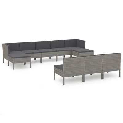 Obrázok produktu pre vidaXL 10-dielna záhradná obývacia súprava s vankúšmi Poly Rattan Grey