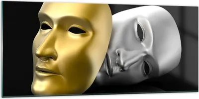 Produktbild von Bilder auf glas - Maske Theater Bühne Schauspieler - 120x50cm - Glasbilder - Wandbilder - Kunstdruck - zum Aufhängen bereit - Wanddekoration aus Glas - Glas Bilder - Wandbild auf Glas - GAB120x50-2432