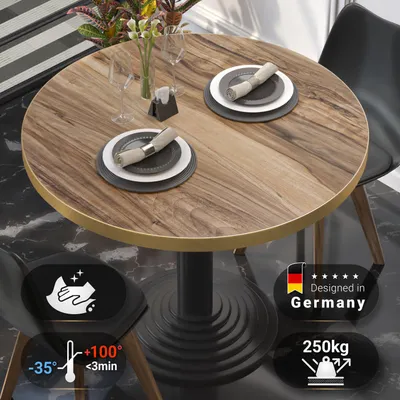 Produktbild von BRASIL | Gastro Tischplatte | Ø 80 x 2,5 cm | Sheesham | Rund | Restaurant Bistro Tischplatte