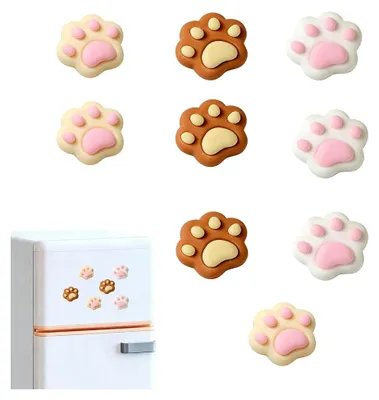 Produktbild von 9-teiliges Kühlschrankmagnet-Set mit Katzenpfoten-Motiv, bunte dekorative Allzweckmagnete für Küche, Büro und Heimdekoration