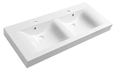 Immagine prodotto di Lavabi Sapho - Lavabo doppio 1200x500 mm, con 2 sfioratori, con fori per rubinetteria, bianco 68121