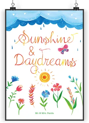 Produktbild von Mr. & Mrs. Panda Bild Sunshine and Daydreams DIN A3 - Geschenk, Sommer, Sun Express, wanddeko, Dekoration, Spruch, Plakat, drucke, Zitat, Traum, Wandbild, Kunstdruck