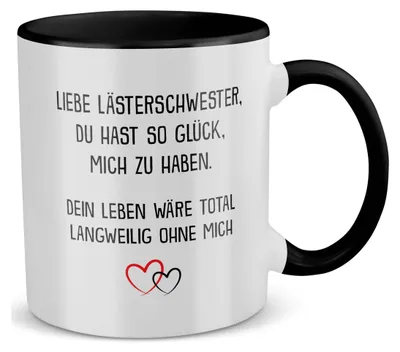 Produktbild von 22Feels Beste Freundin Geschenk BFF Tasse Zum Geburtstag Kaffeetasse Freundinnen Freundschaft Frauen Haferl Weihnachten Lästerschwester Unbiologische Schwester (Weiss-Schwarz)