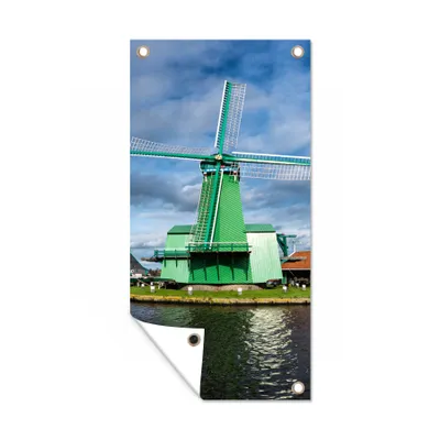 Obrázok produktu pre MuchoWow® Vonkajší plagát - Záhradná dekorácia ochrana súkromia - Záhradné plagáty pre záhradu - Veterné mlyny na Zaanse Schans - 160x80x0.2cm