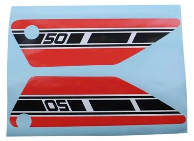 Productafbeelding van Sticker set, rood, zijpanelen voor Yamaha FS1, modeljaar 1977