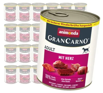 Produktbild von Animonda GranCarno Adult 24x800g Nassfutter für Hunde, Schweinefleisch mit Herz