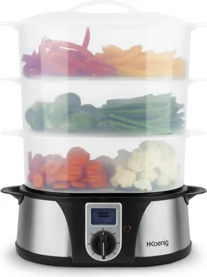 Immagine prodotto di H.Koenig vaporizzatore elettrico senza BPA 12 litri, 3 contenitori rimovibili, 1000 W, timer fino a 60 minuti VAP12, plastica, metallo, singolo