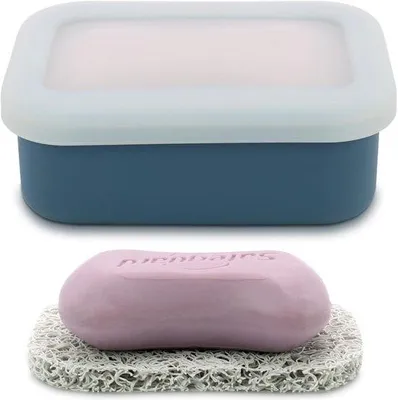 Produktbild von Famanu Seifenhalter für Reisen - Kompakte Silikon Seifenbox mit Drainagepad