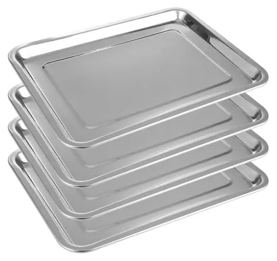 Produktbild von Backblech Edelstahl Rechteckig 40 x 30 x 2 cm, 4er Set