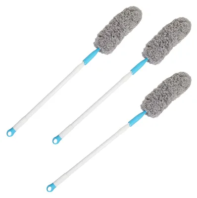 Produktbild von 3x Staubwedel ausziehbar 100 - 136 cm Mikrofaser Staubwischer und Staubmagnet mit Teleskopstiel