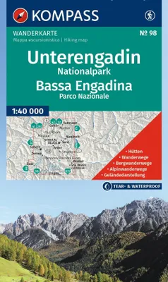 Produktbild von KOMPASS Wanderkarte 98 Unterengadin, Nationalpark / Bassa Engadina, Parco Nazionale 1:40.000