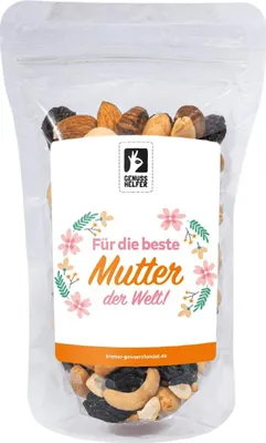 Produktbild von GeNUSSmischung Für die beste Mutter der Welt, Nussmix, Studentenfutter mit Spruch, 175g