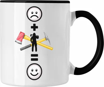 Produktbild von Trendation - Feuerwehr Tasse Geschenk für Feuerwehrmann Lustige Geschenkidee :( + Feuerwehr = :) Geburtstag (Schwarz)