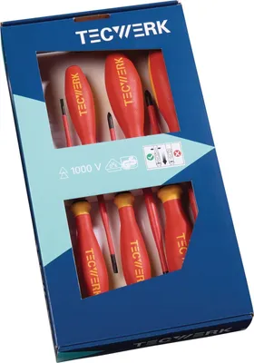 Image de Jeu de tournevis slim 7 pièces à fente / PH tranchants/pointes phosphatés VDE