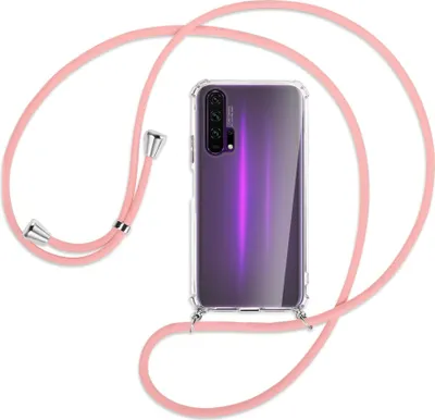 Produktbild von Handykette Backcover-Schutzhülle mit Band (Metall silberfarben) für Honor 20 Pro - rosa