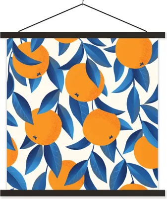 Produktbild von MuchoWow® Textilposter Orange - Blau - Design 120x120 cm mit schwarzem Rahmen - Aufhängungsset