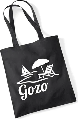 Produktbild von Huuraa Jutebeutel Gozo Inselmotiv Malta 10 Liter Black Baumwolle Tasche Geschenkidee