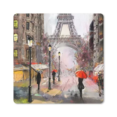 Produktbild von MuchoWow® Mauspad Mousepad Gemälde - Paris - Eiffelturm - Regenschirm - Ölgemälde 20x20 cm - Mousepads - Maus Mat - Pad - Mausunterlage - Desk Mat - Bureauartikeln