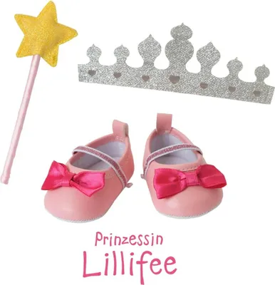 Produktbild von Heless Puppen-Accessoires-Set ''Prinzessin Lillifee'', 3-teilig : Ballerinas, Glitzerkrone und Zauberstab, Gr. 38-45 cm
