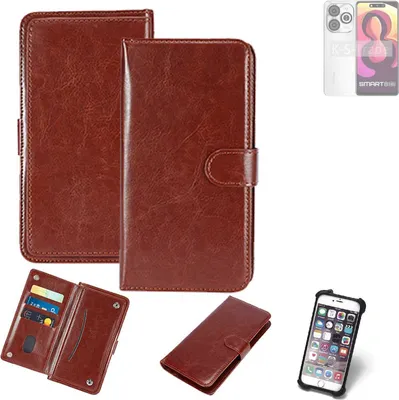 Produktbild von K-S-Trade 360° Hülle kompatibel mit Infinix Smart 8 HD braun Kunstleder Case BookCase WalletCase Kunstlederederhülle Handyhülle, Rundumschutz